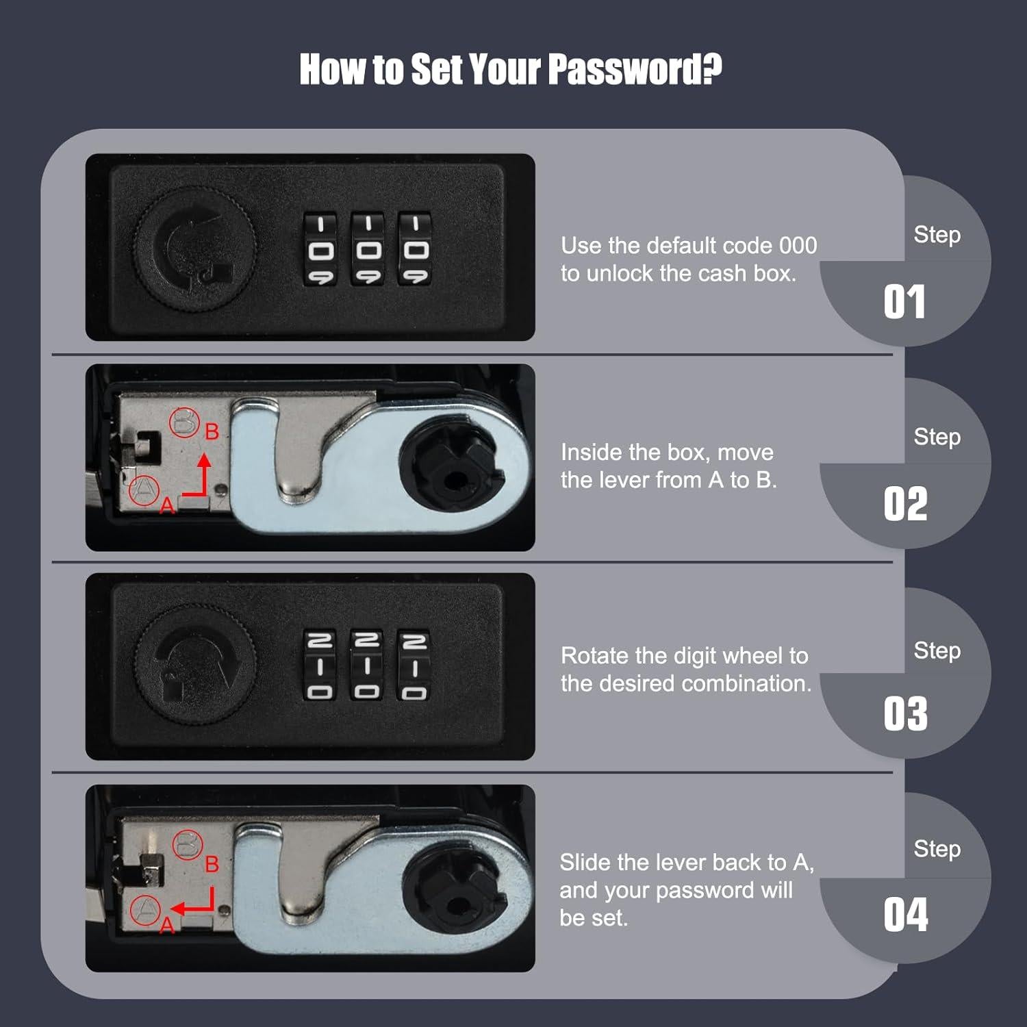 Caja de Dinero Goehiaul con Cerradura de Combinación 25x20x9cm