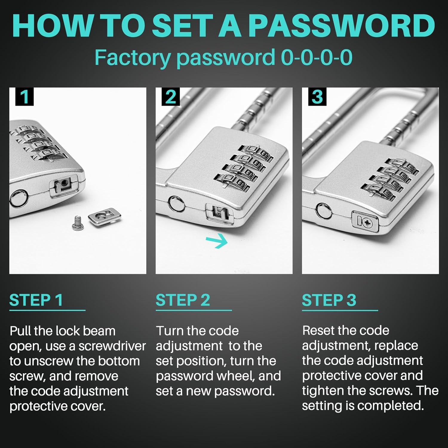 Cerradura de Combinación Ajustable Gisafai U Forma 2 Pcs