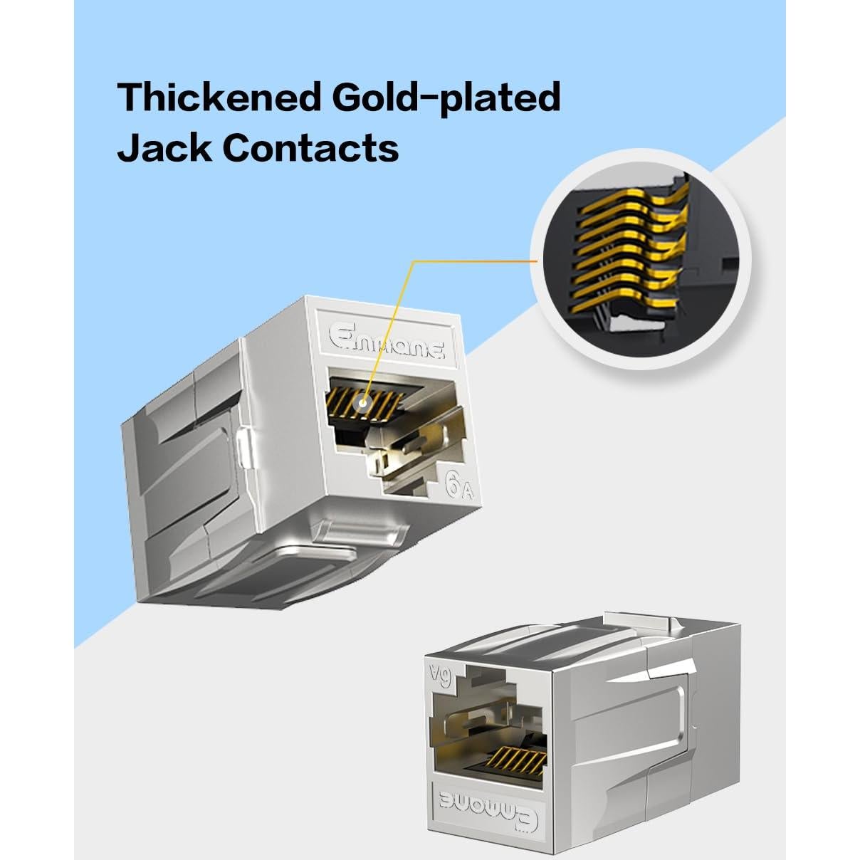 Acoplador RJ45 Cat6A Enmane Femenino a Femenino Paquete de 5