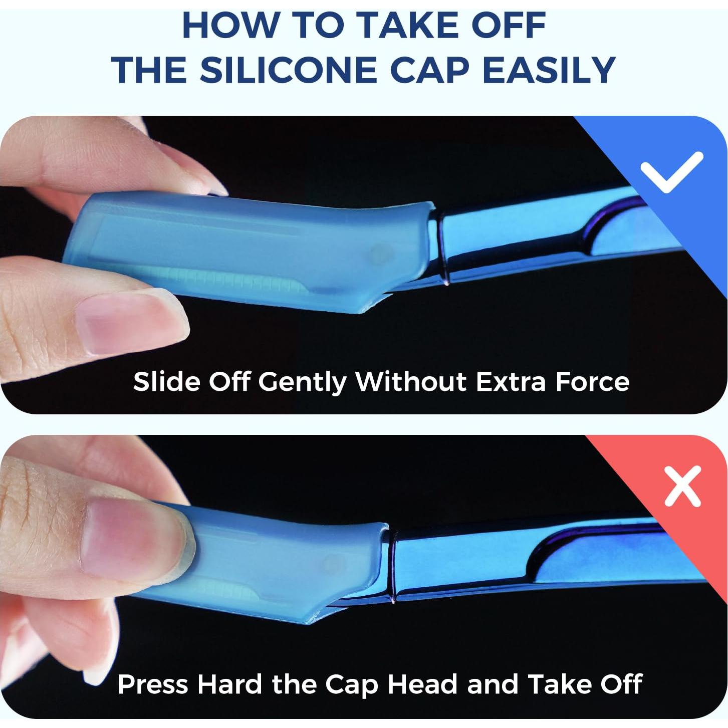 Rasuradora de Cejas ZOMCHI Azul con 11 Cuchillas y Tapa Silicona