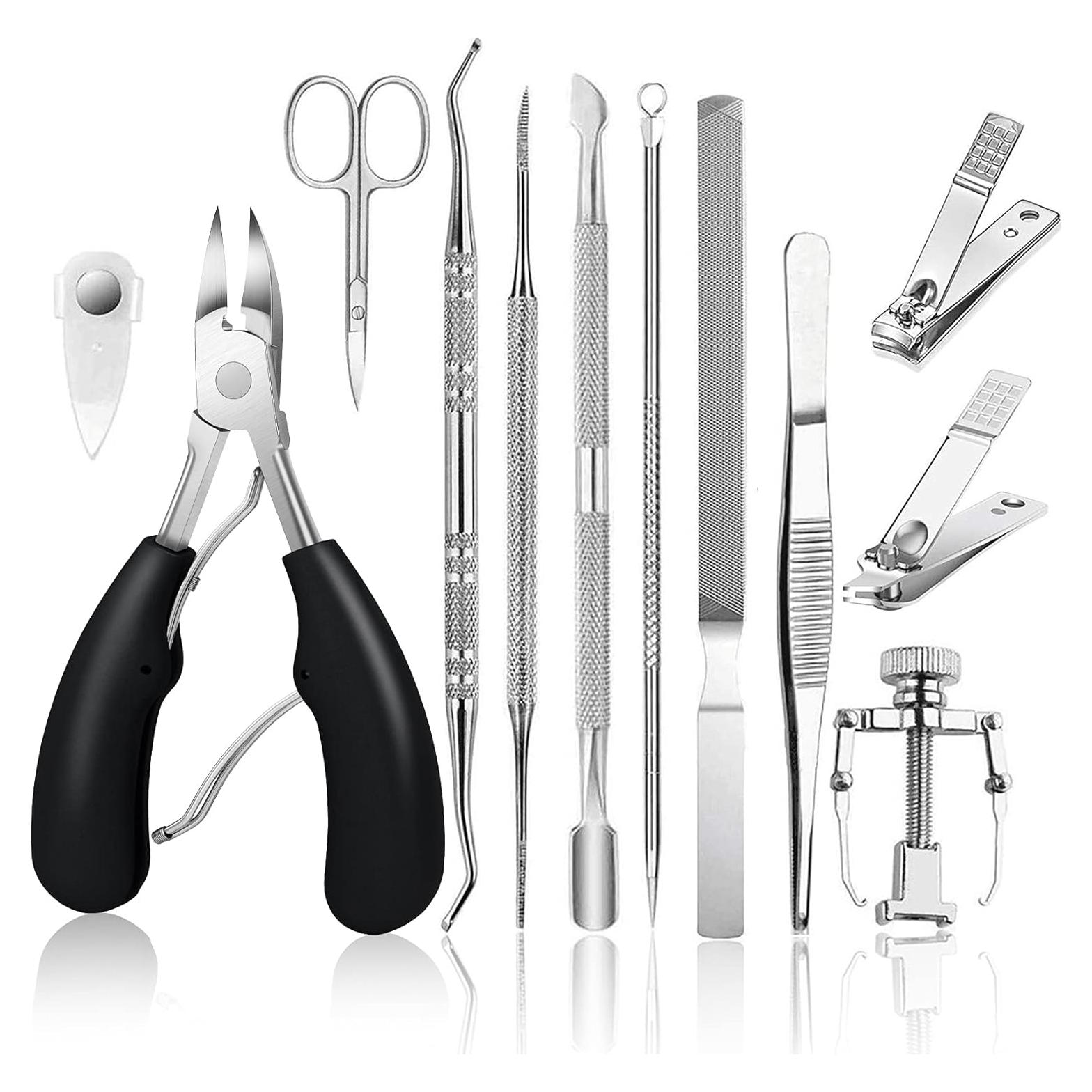 Kit de Cortadores de Uñas de Pies JTIEO 12 Piezas Negro