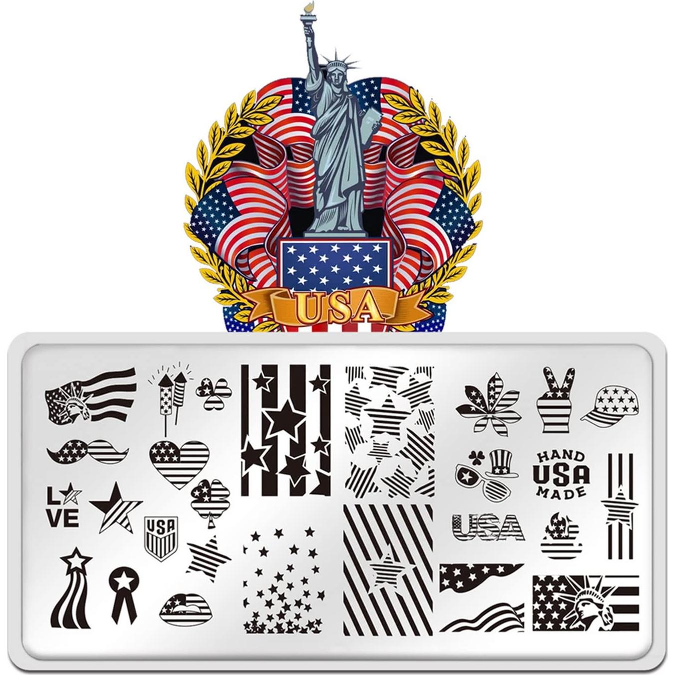 Plantilla de estampado de uñas 4 de julio OCOUYVD - Acero inoxidable