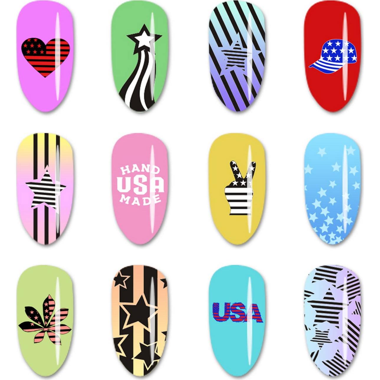 Plantilla de estampado de uñas 4 de julio OCOUYVD - Acero inoxidable