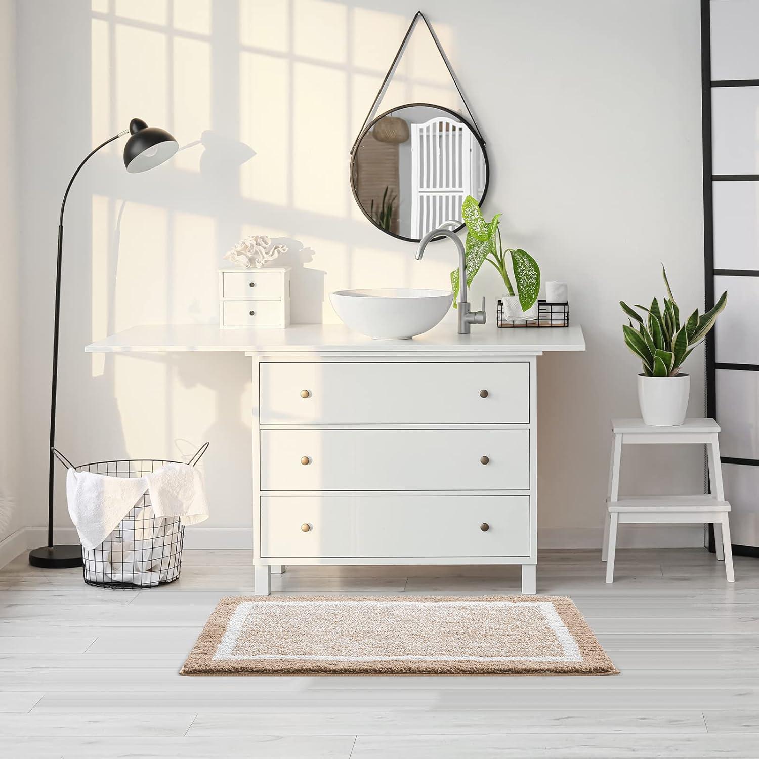 Alfombrilla de Baño CozeCube Beige 61x41 cm Antideslizante