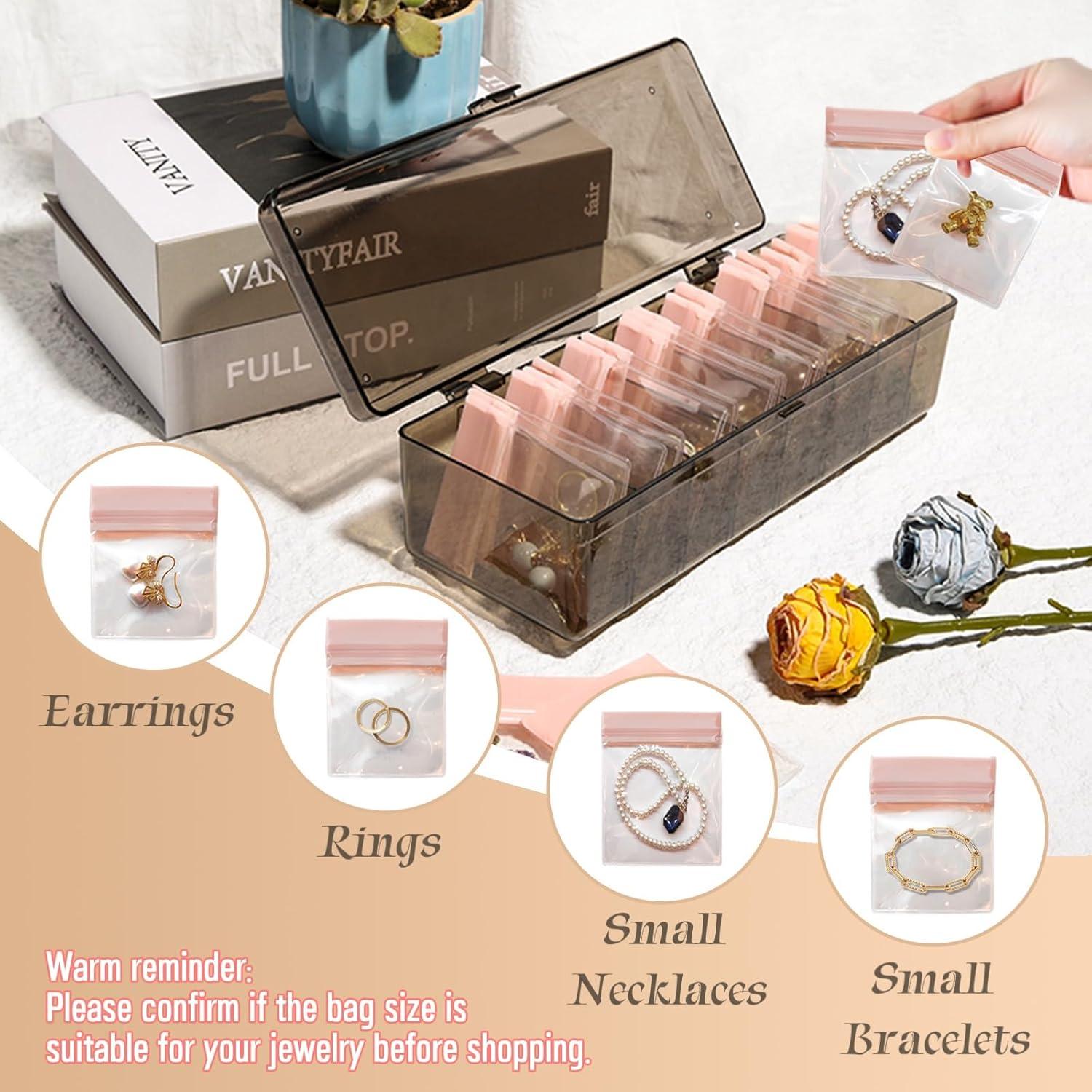 Organizador de Joyería Qryval con 24 Bolsas Antioxidantes Marrón