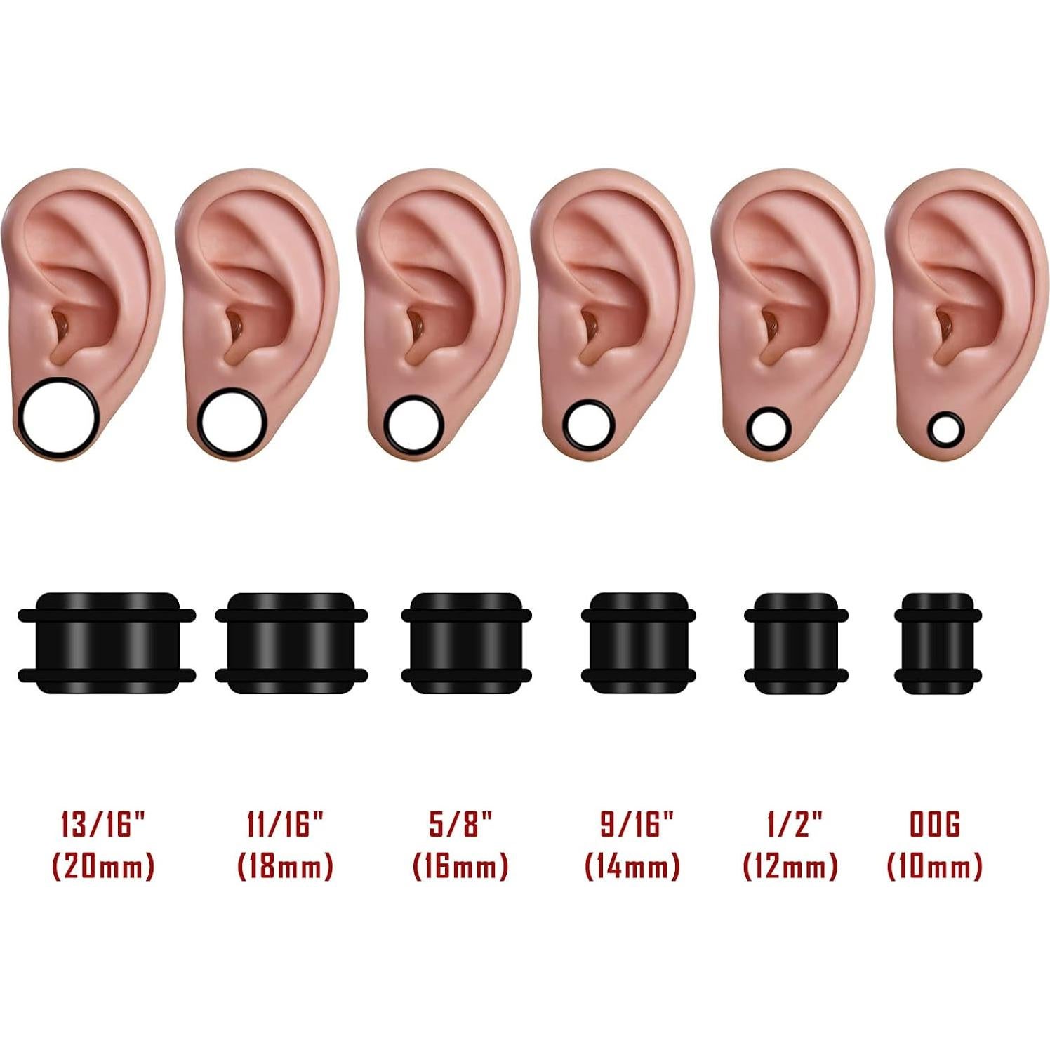 Kit de Estiramiento de Oído Acrílico 24 Piezas Oyaface 10mm-20mm