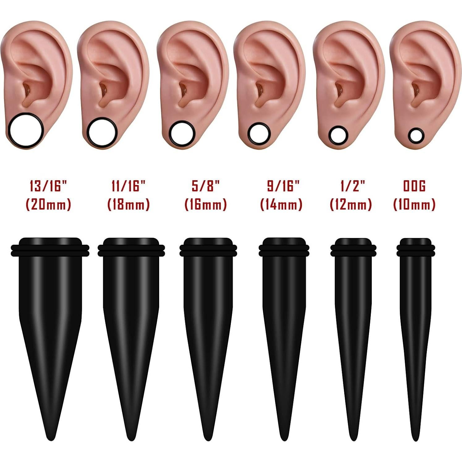 Kit de Estiramiento de Oído Acrílico 24 Piezas Oyaface 10mm-20mm