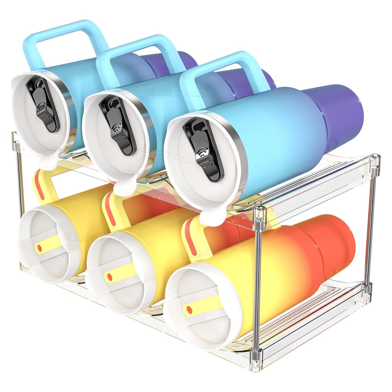 Organizador de Botellas de Agua Apilable Yieach 2 Niveles 6 Botellas