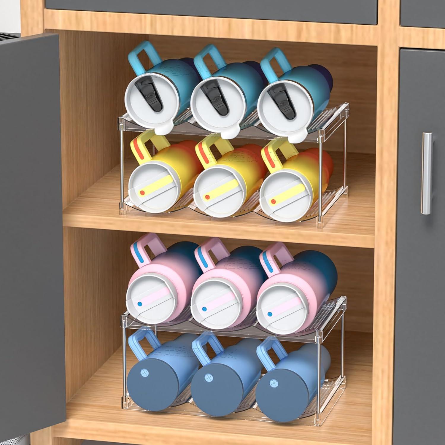 Organizador de Botellas de Agua Apilable Yieach 2 Niveles 6 Botellas