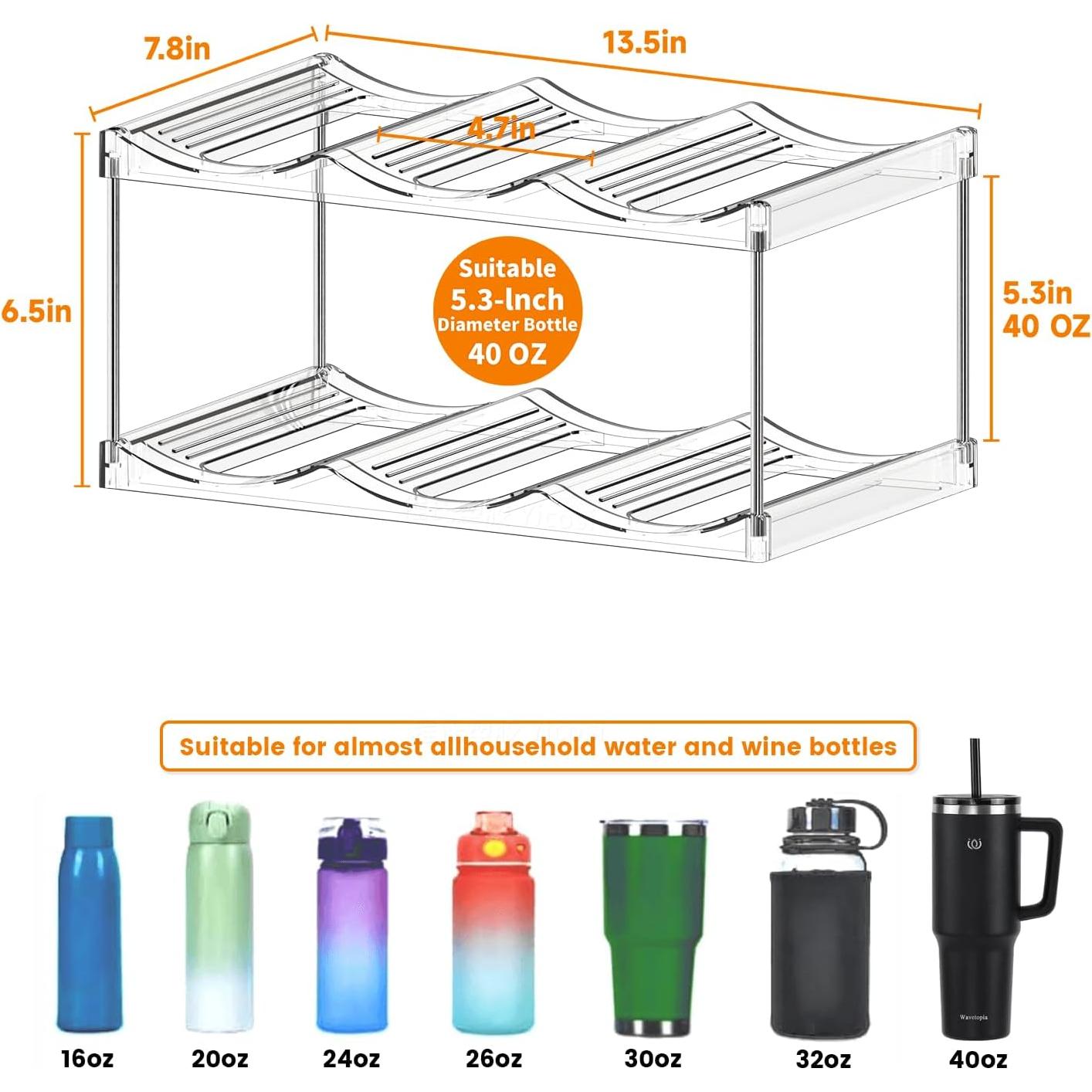 Organizador de Botellas de Agua Apilable Yieach 2 Niveles 6 Botellas