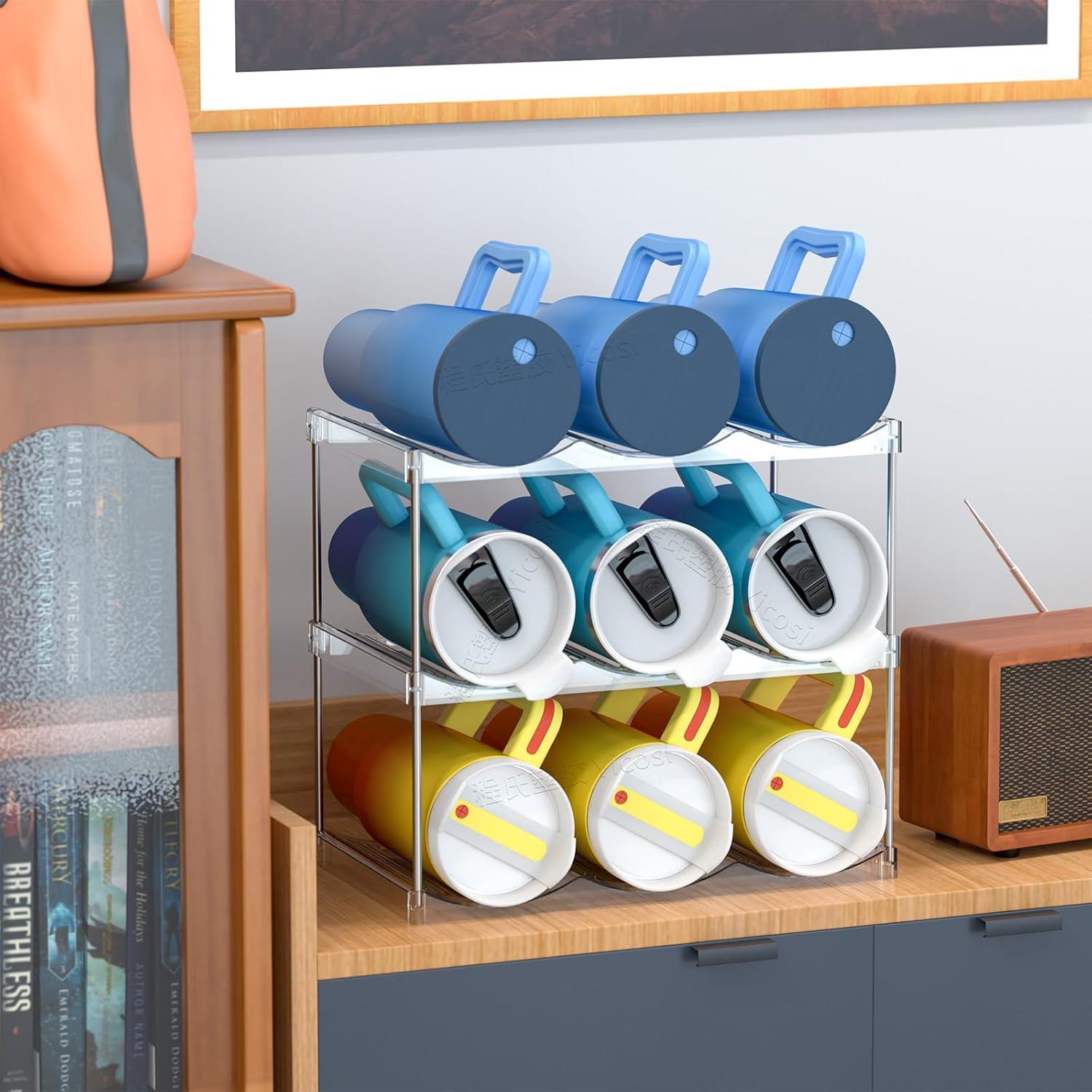 Organizador de Botellas de Agua Apilable Yieach 2 Niveles 6 Botellas