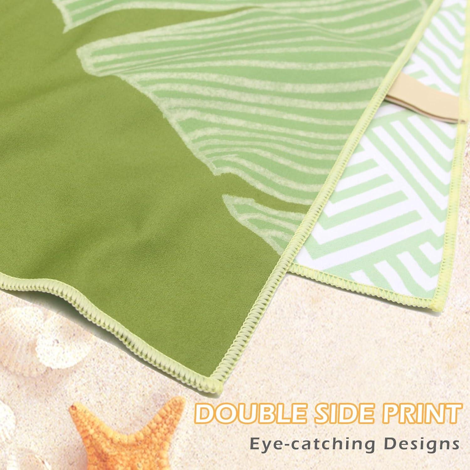 Toalla de Playa Microfibra Eunzel 180x81cm Verde Palma Secado Rápido