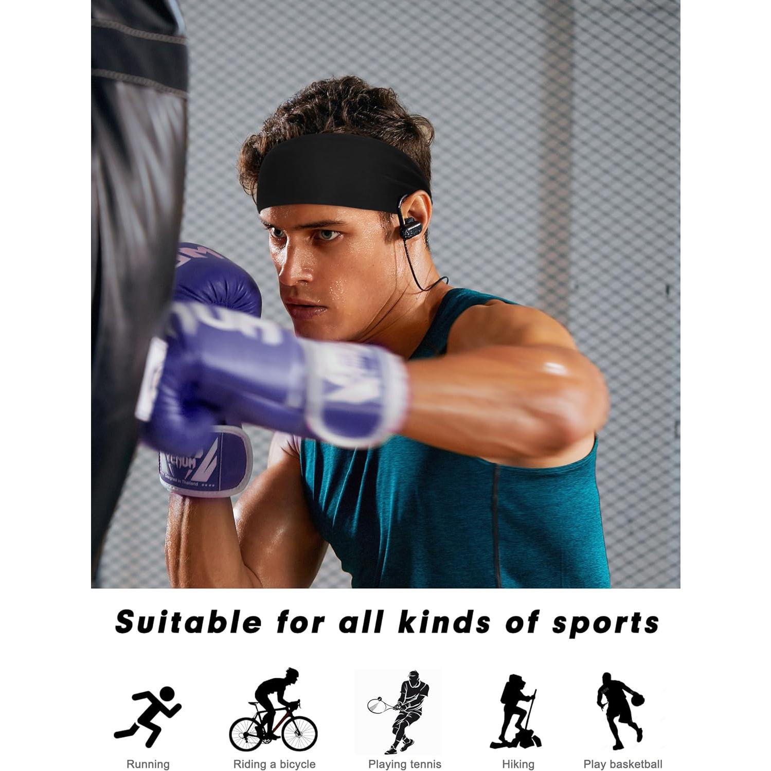 Cintas para la cabeza deportivas Awumbuk, 5 paquetes, negro