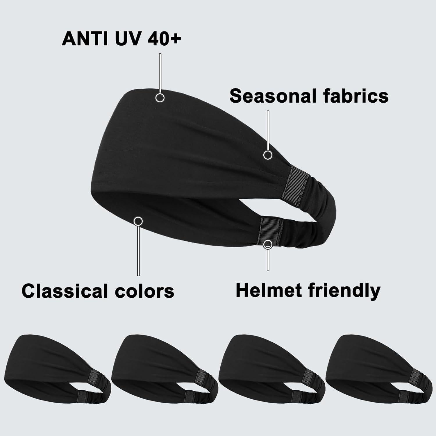Cintas para la cabeza deportivas Awumbuk, 5 paquetes, negro
