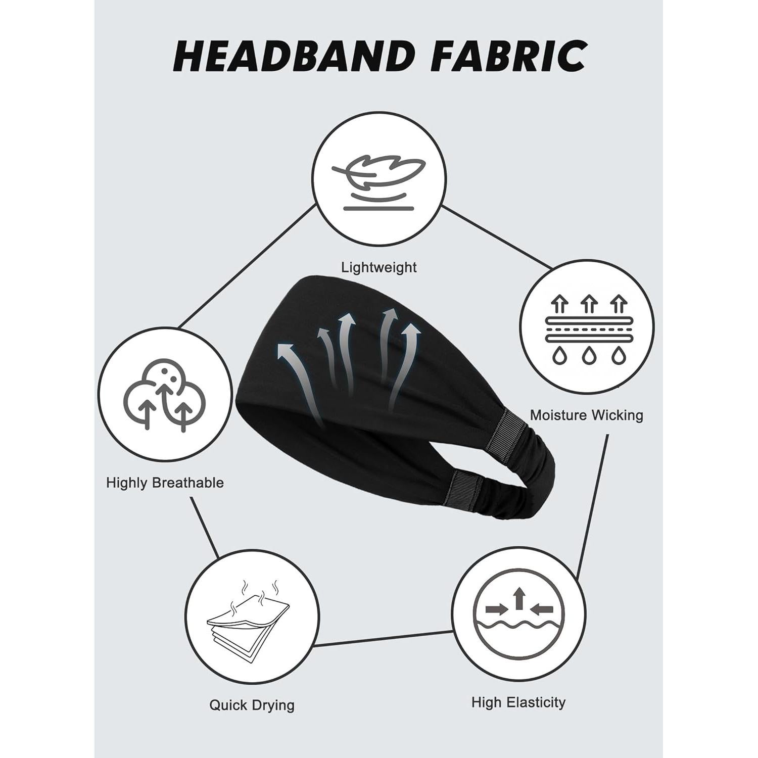 Cintas para la cabeza deportivas Awumbuk, 5 paquetes, negro