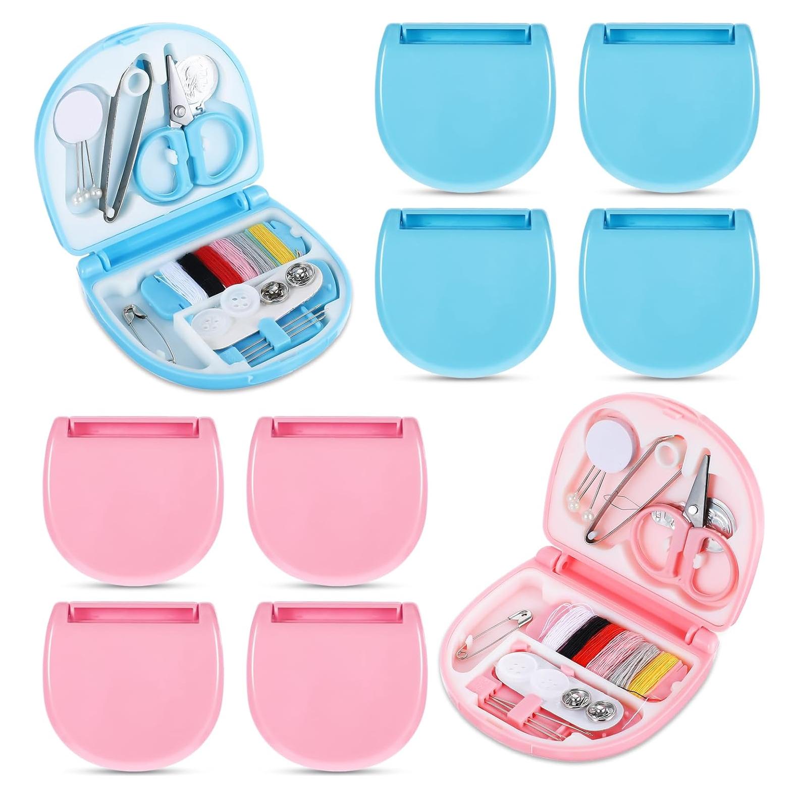 Kit de Costura de Viaje Ubamdom 10 Piezas Rosa y Azul