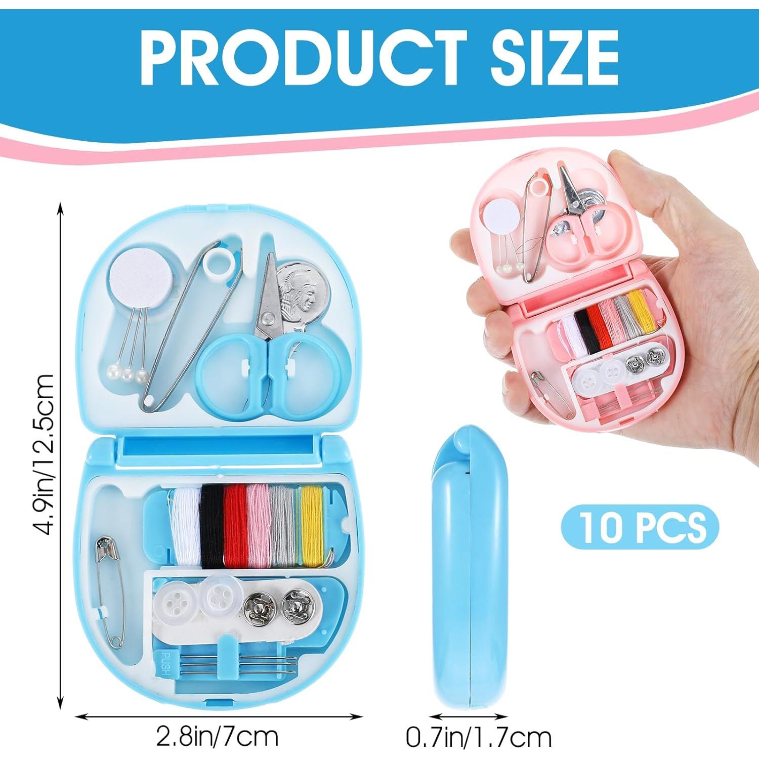 Kit de Costura de Viaje Ubamdom 10 Piezas Rosa y Azul