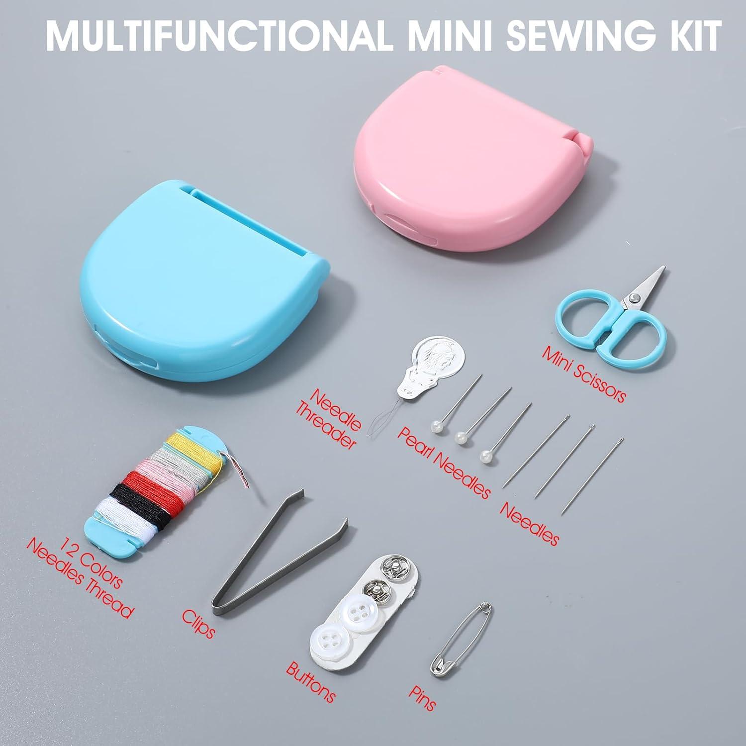 Kit de Costura de Viaje Ubamdom 10 Piezas Rosa y Azul