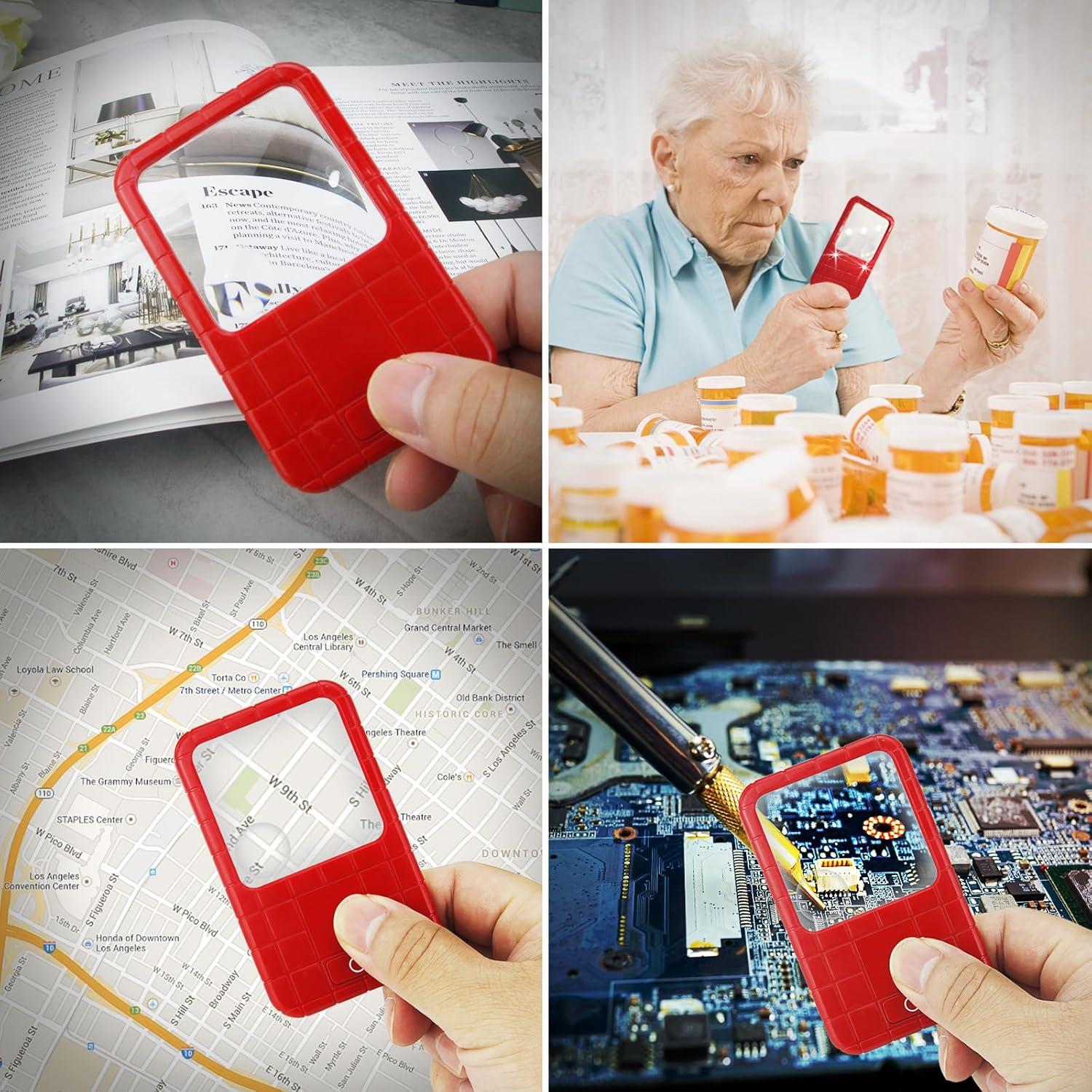 Lupa LED HONGUT 3X 5X Portátil para Lectura - Paquete de 3