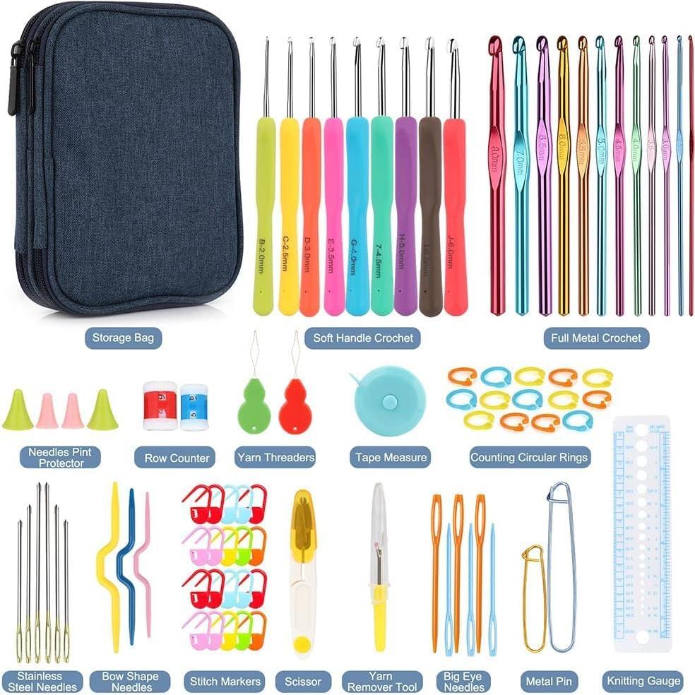 Set de Ganchillos Ergonomicos Katech 85 Piezas con Estuche