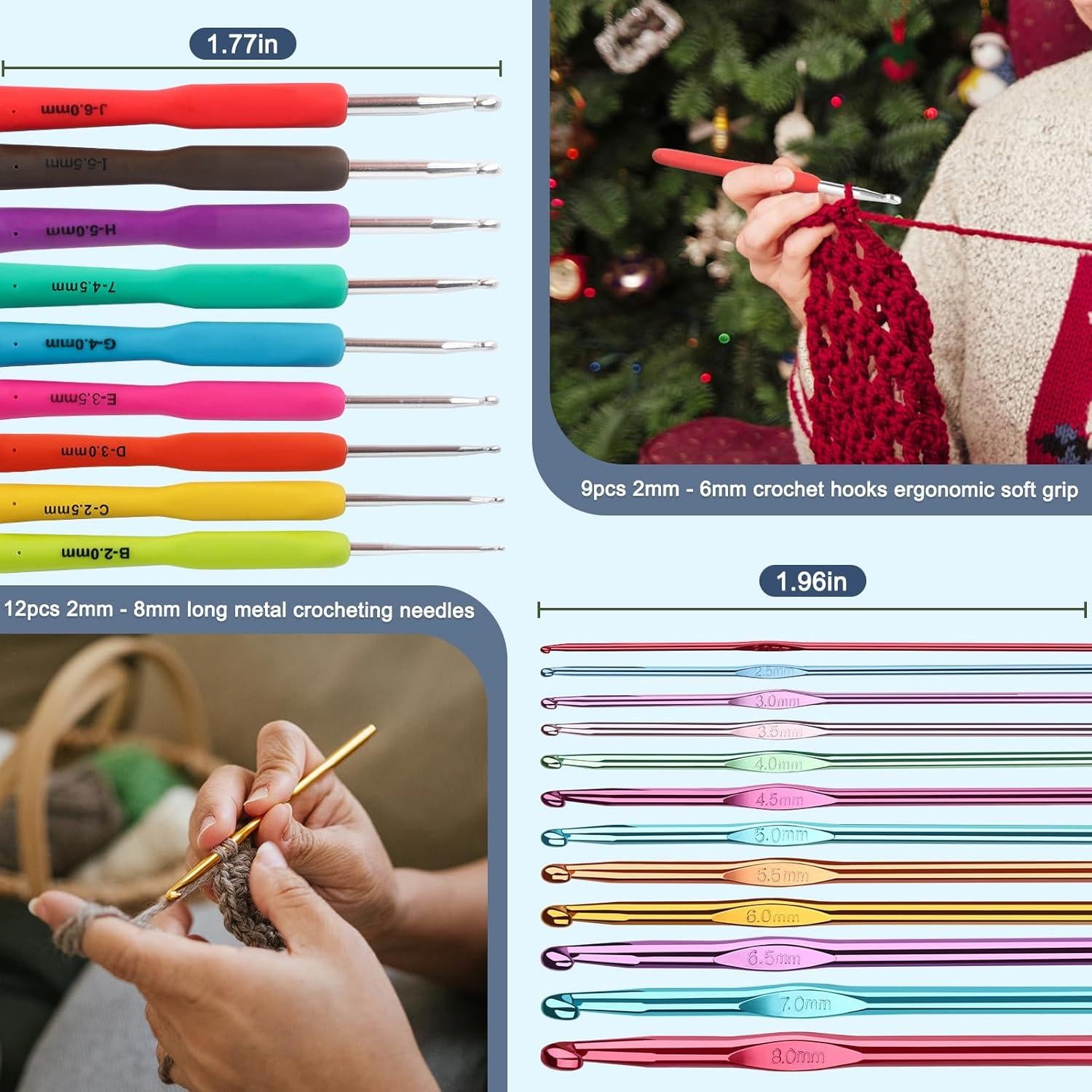 Set de Ganchillos Ergonomicos Katech 85 Piezas con Estuche