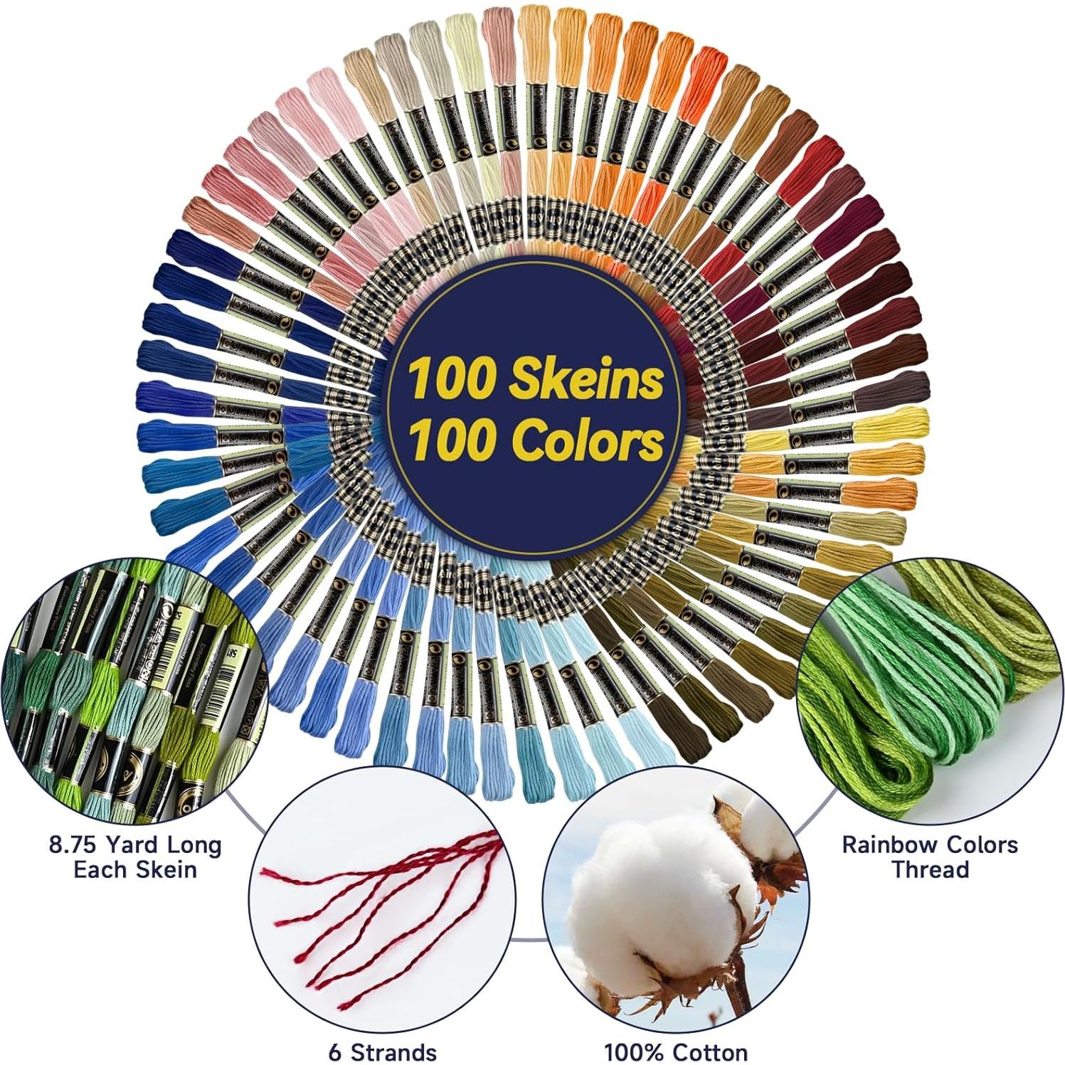 100 Madejas Hilo de Bordar Embhand 8m Algodón Multicolor