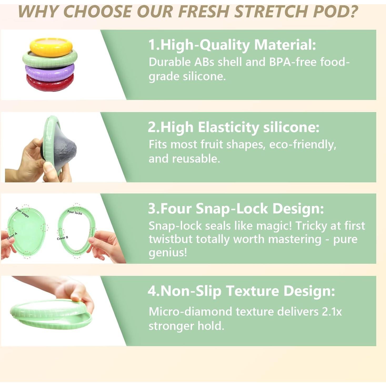 Set de 4 Conservadores de Frutas AWLGAK - Aguacate y Cebolla