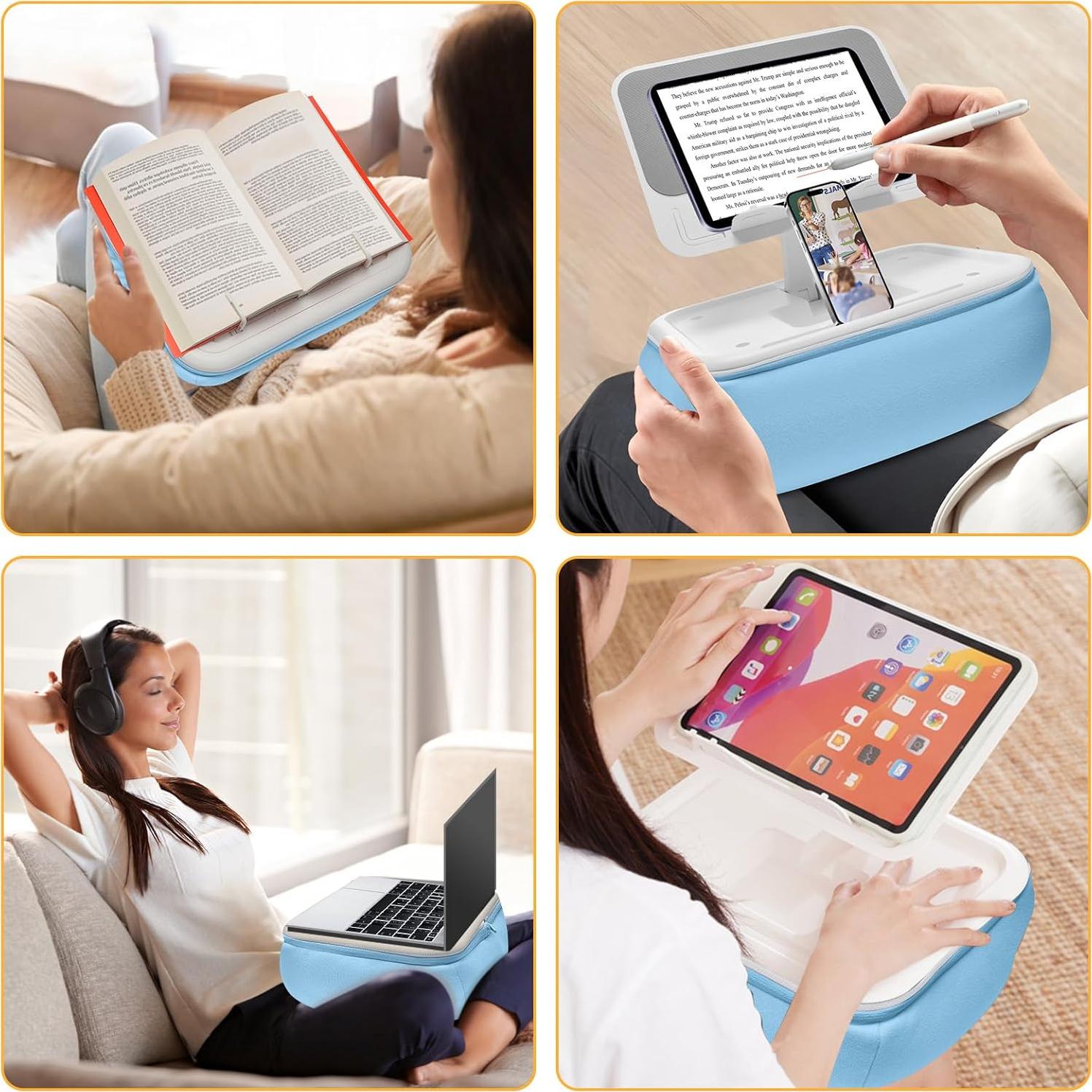 Soporte de Almohada para Tableta Wishfly Azul Ajustable 4.7-13"