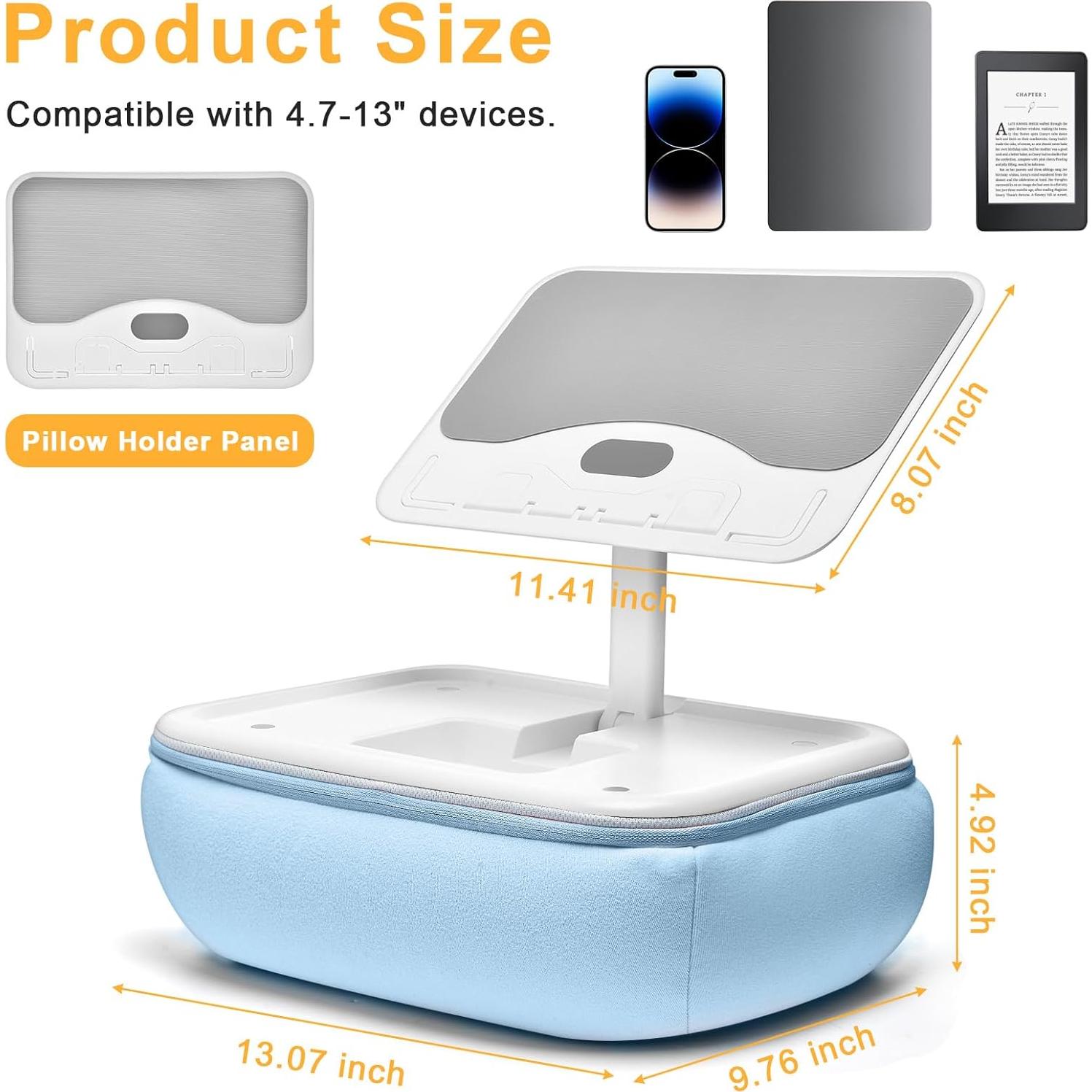 Soporte de Almohada para Tableta Wishfly Azul Ajustable 4.7-13"