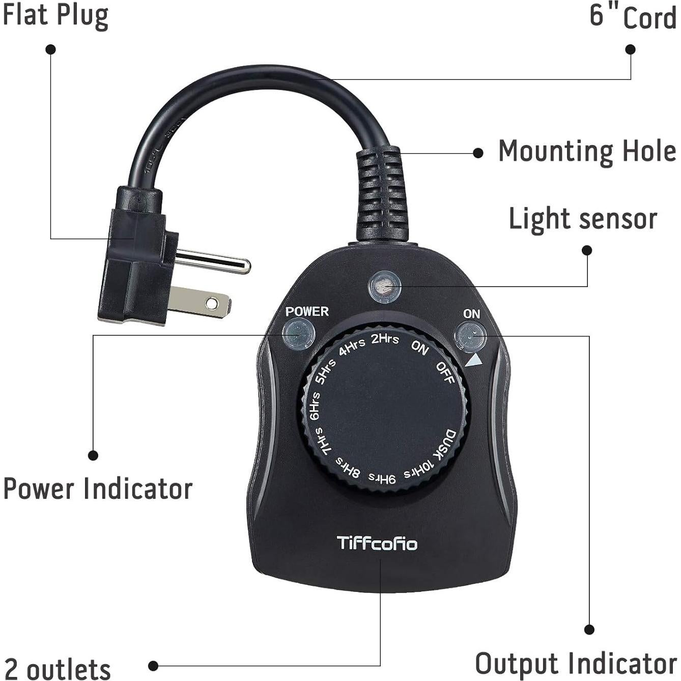 Temporizador Exterior TiFFCOFiO TF-1502 con Sensor de Luz 15A
