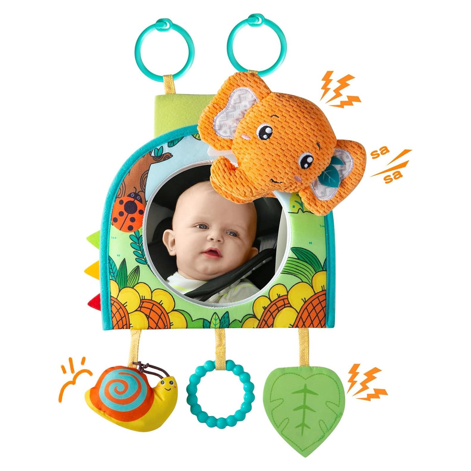 Juguete de Asiento de Coche Lynncare con Espejo y Juguetes Colgantes