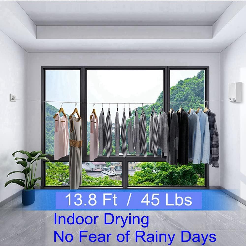 Cuerda de Ropa Retráctil ABHILWY 4.2m Acero Inoxidable Blanca