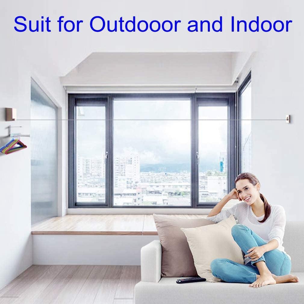 Cuerda de Ropa Retráctil ABHILWY 4.2m Acero Inoxidable Blanca