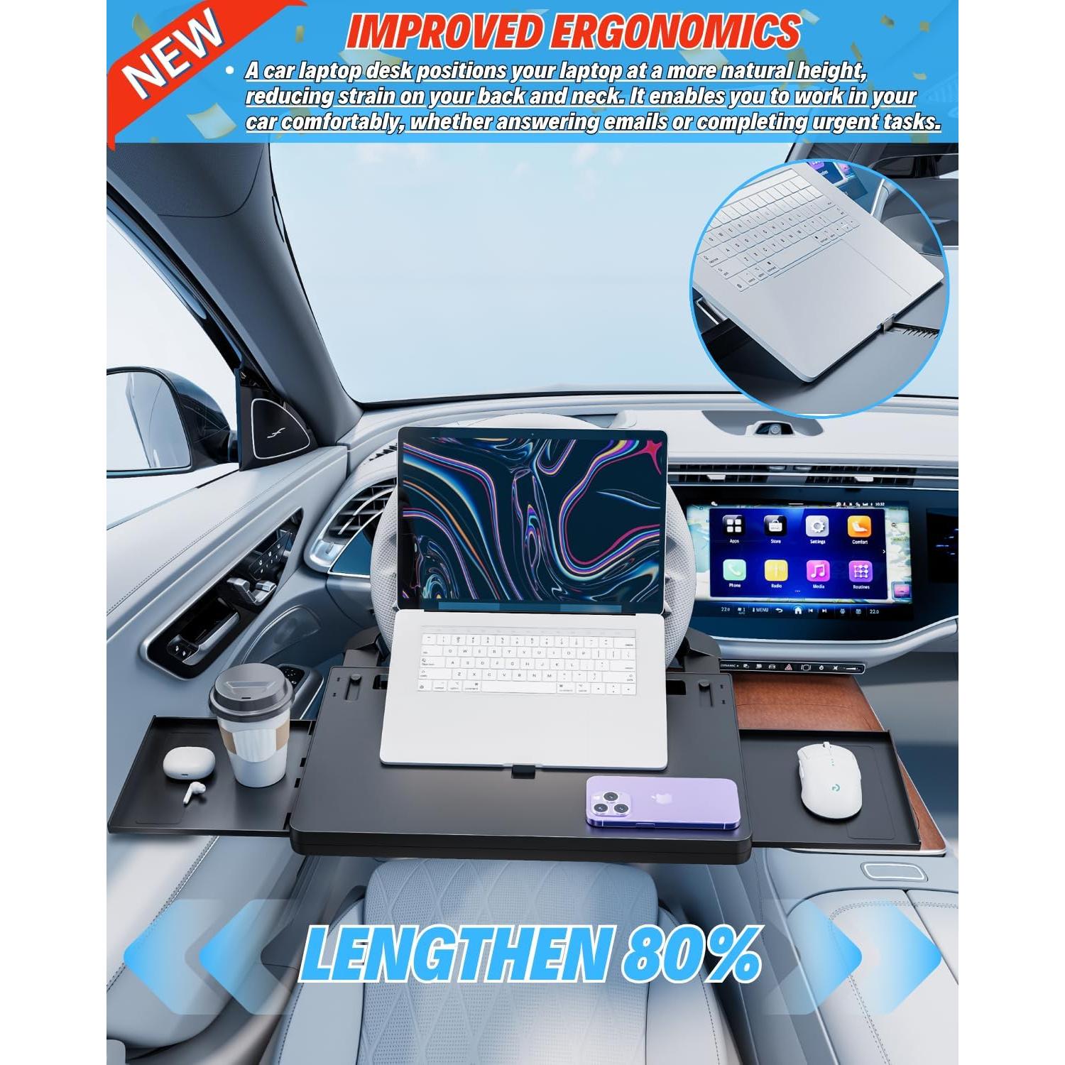 Mesa de bandeja para volante Qlhshop - Soporte ajustable para laptop