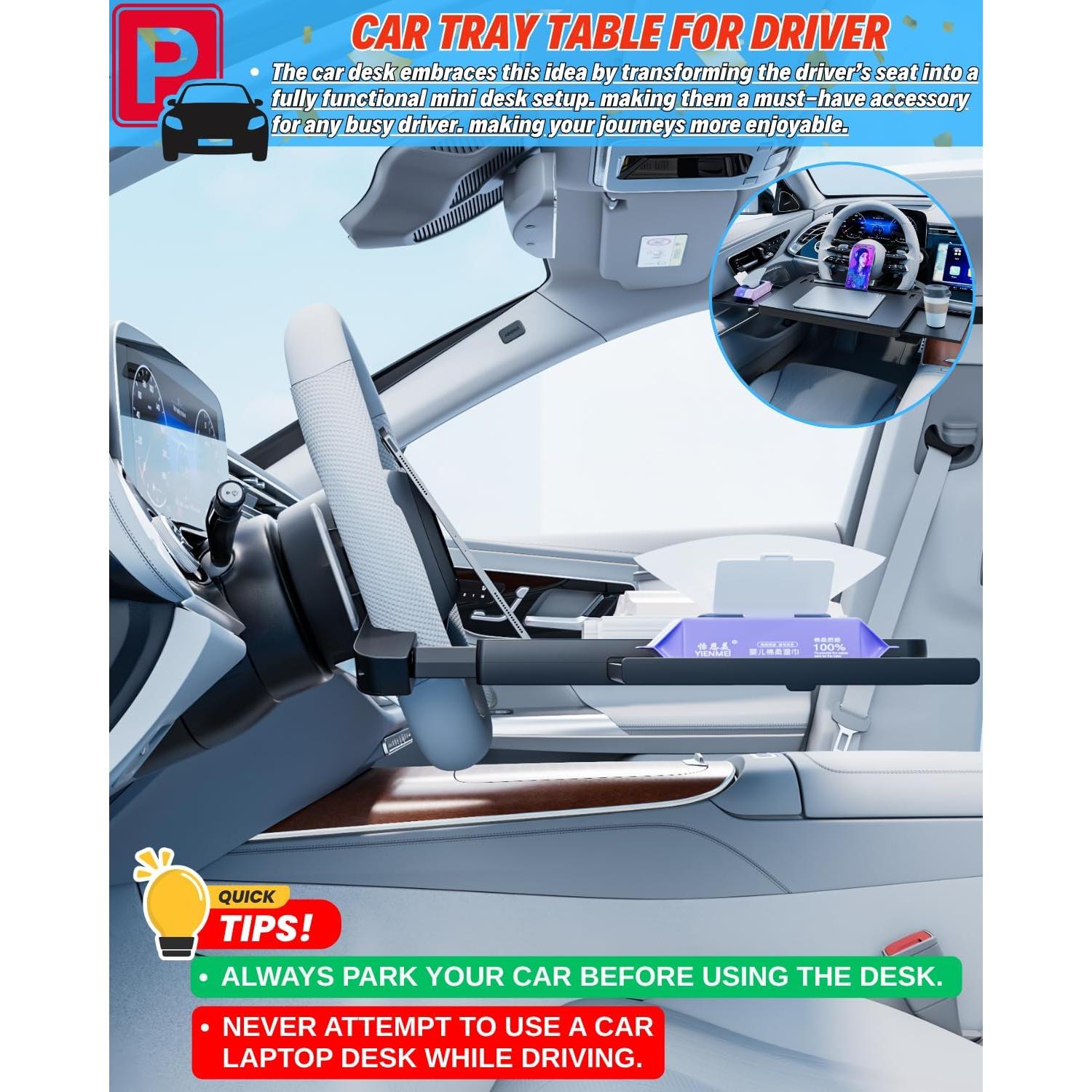 Mesa de bandeja para volante Qlhshop - Soporte ajustable para laptop