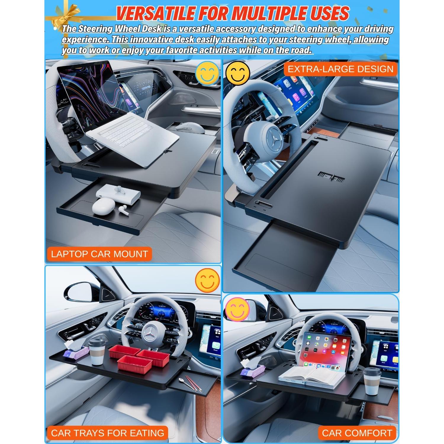 Mesa de bandeja para volante Qlhshop - Soporte ajustable para laptop