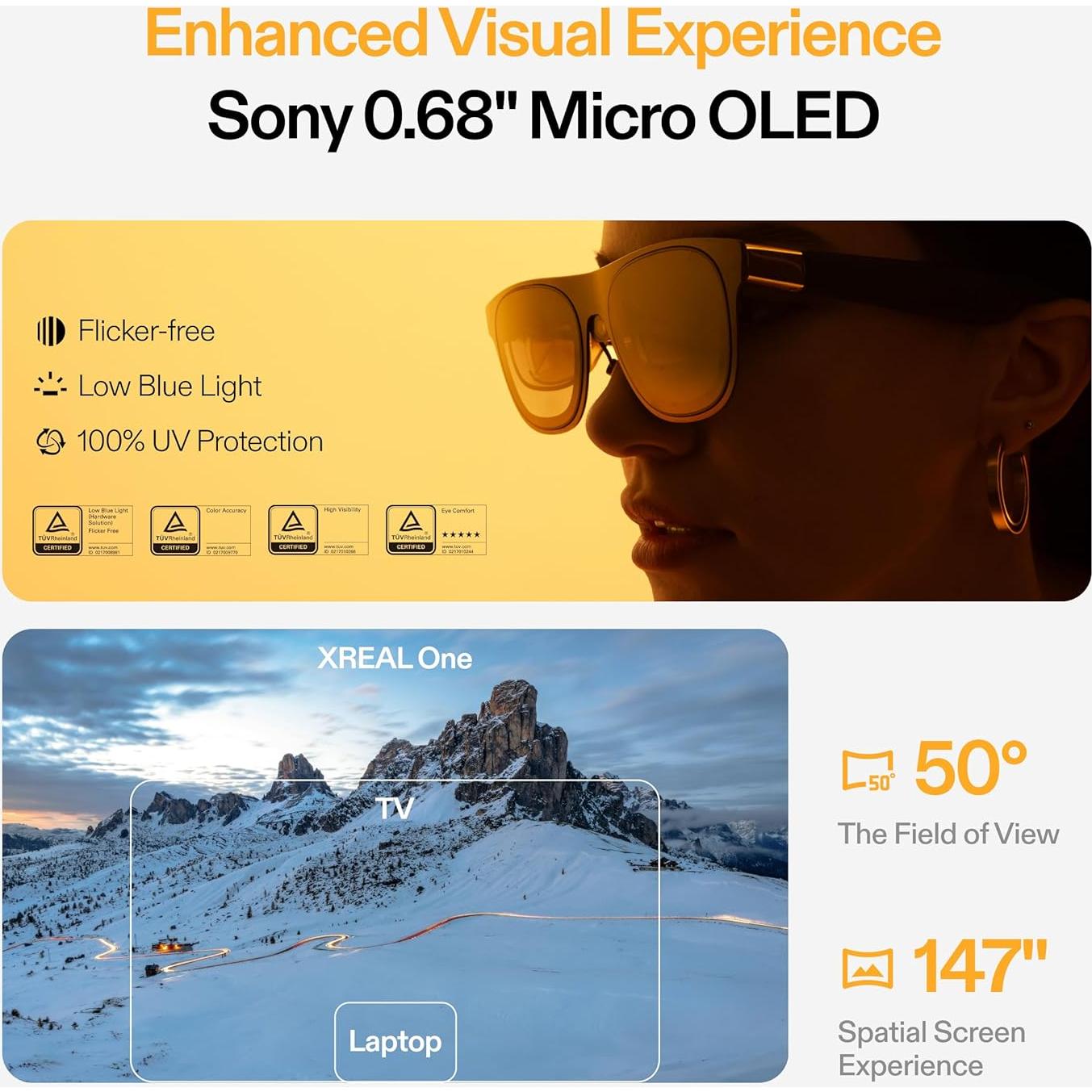 Gafas AR XREAL One con Chip X1, Pantalla 372,74 cm, 120Hz