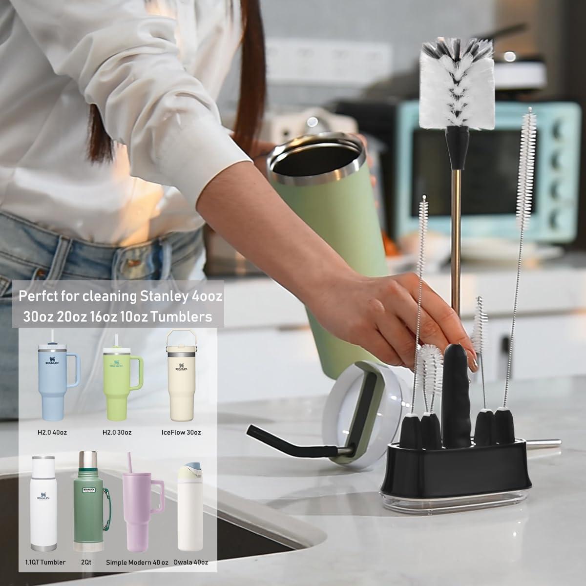 Set de 5 Cepillos para Botellas ALINK con Soporte - Negro