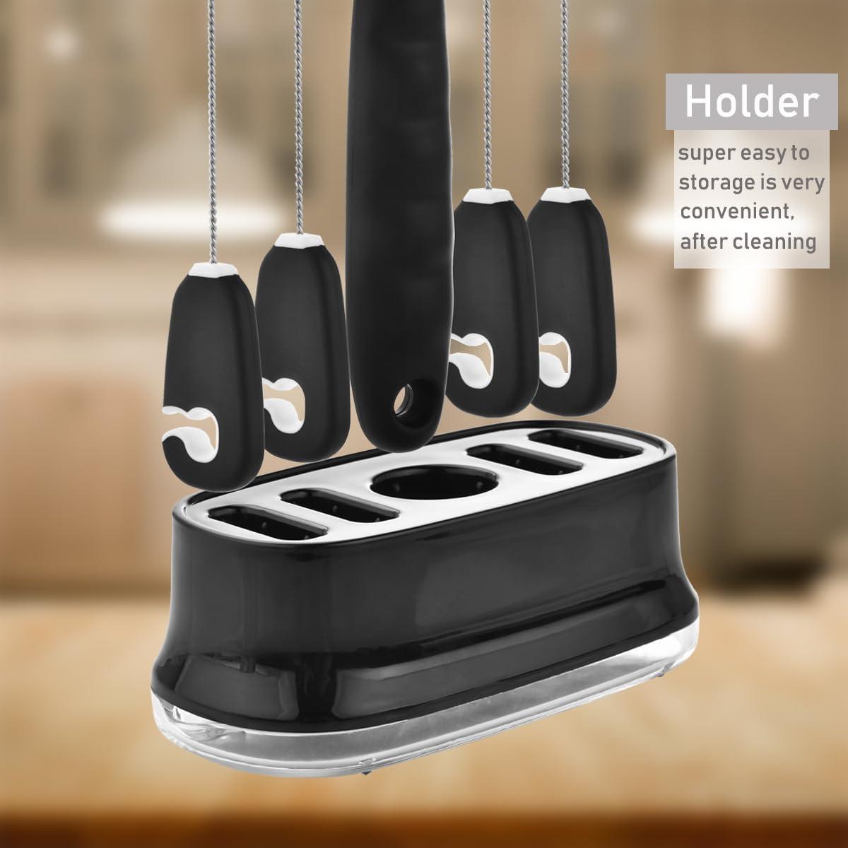 Set de 5 Cepillos para Botellas ALINK con Soporte - Negro