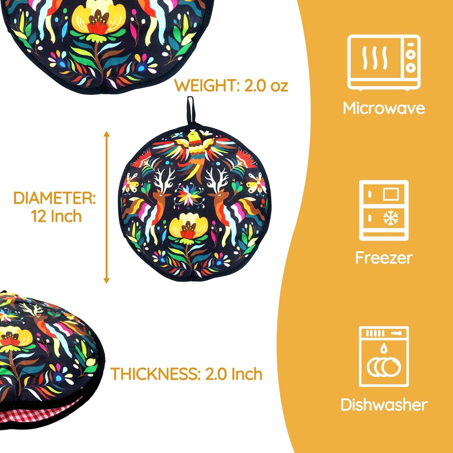 ZKOO 12" Tortilla Warmer Pouch, Insulated Tortillas Pouch for Tortillas, Tacos, Naan, Pizza Rolls, Microwavable Fabric Bag, Tortilla Warmer Keeps Food Warm for Up to 1 Hour (Black)