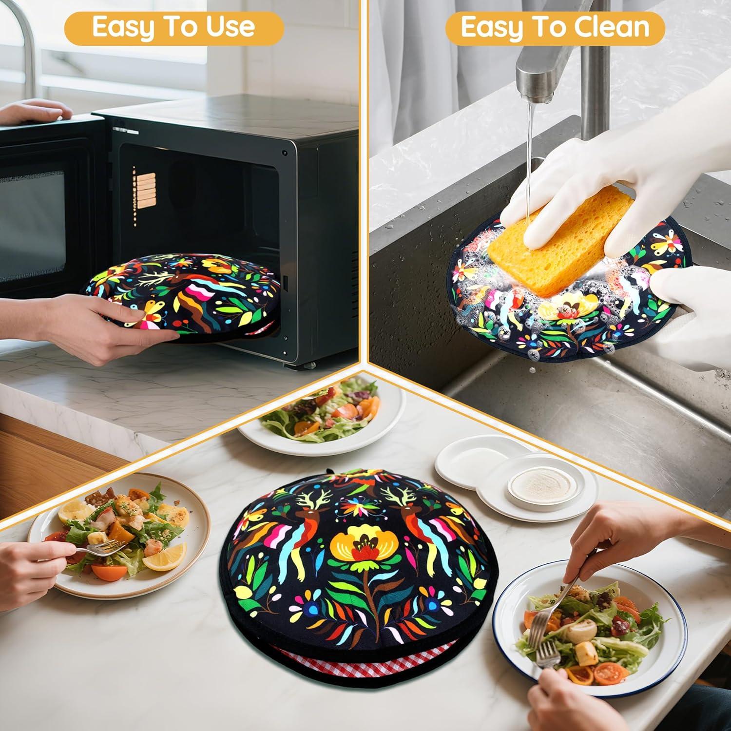 ZKOO 12" Tortilla Warmer Pouch, Insulated Tortillas Pouch for Tortillas, Tacos, Naan, Pizza Rolls, Microwavable Fabric Bag, Tortilla Warmer Keeps Food Warm for Up to 1 Hour (Black)