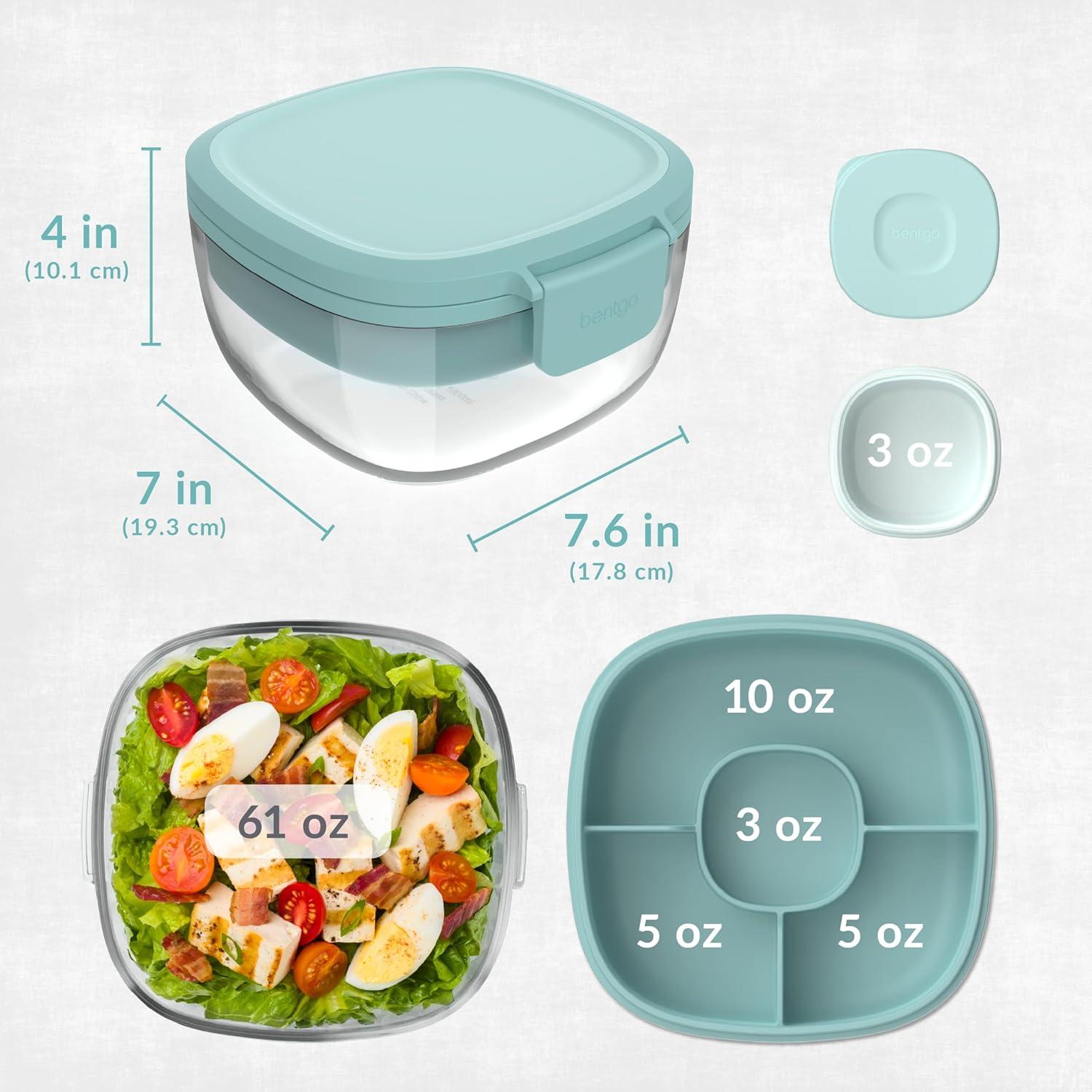 Contenedor de Ensalada de Vidrio Bentgo 1.8 L con Bandeja Bento