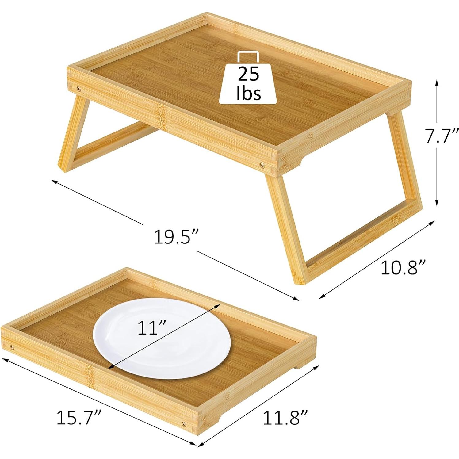 Mesa de bandeja de cama RRX de bambú plegable 47x28 cm Beige