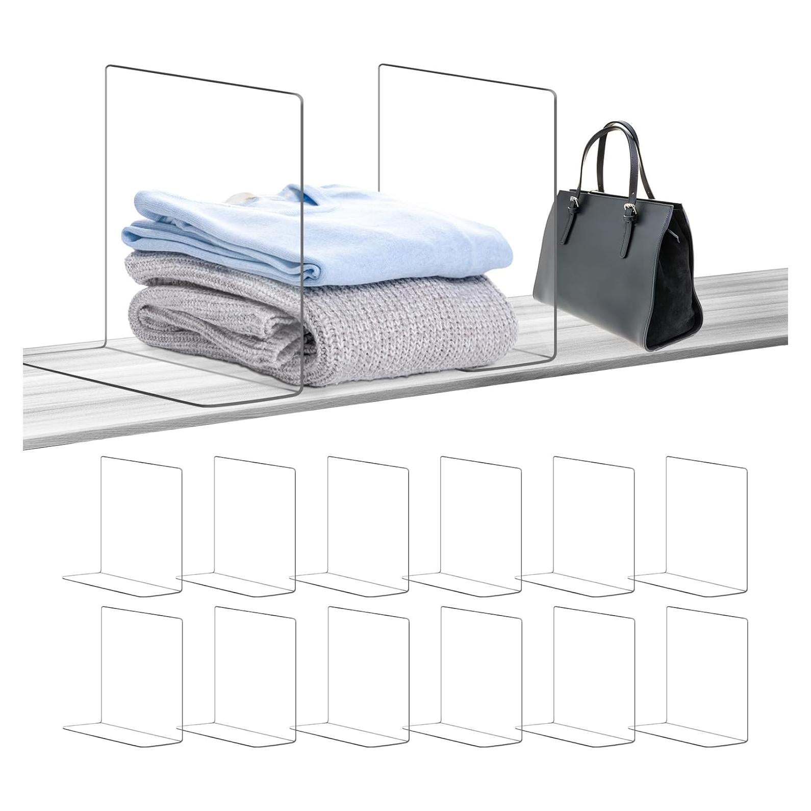 Divisores de Estante OKPOW - 12 Piezas Acrílico Transparente