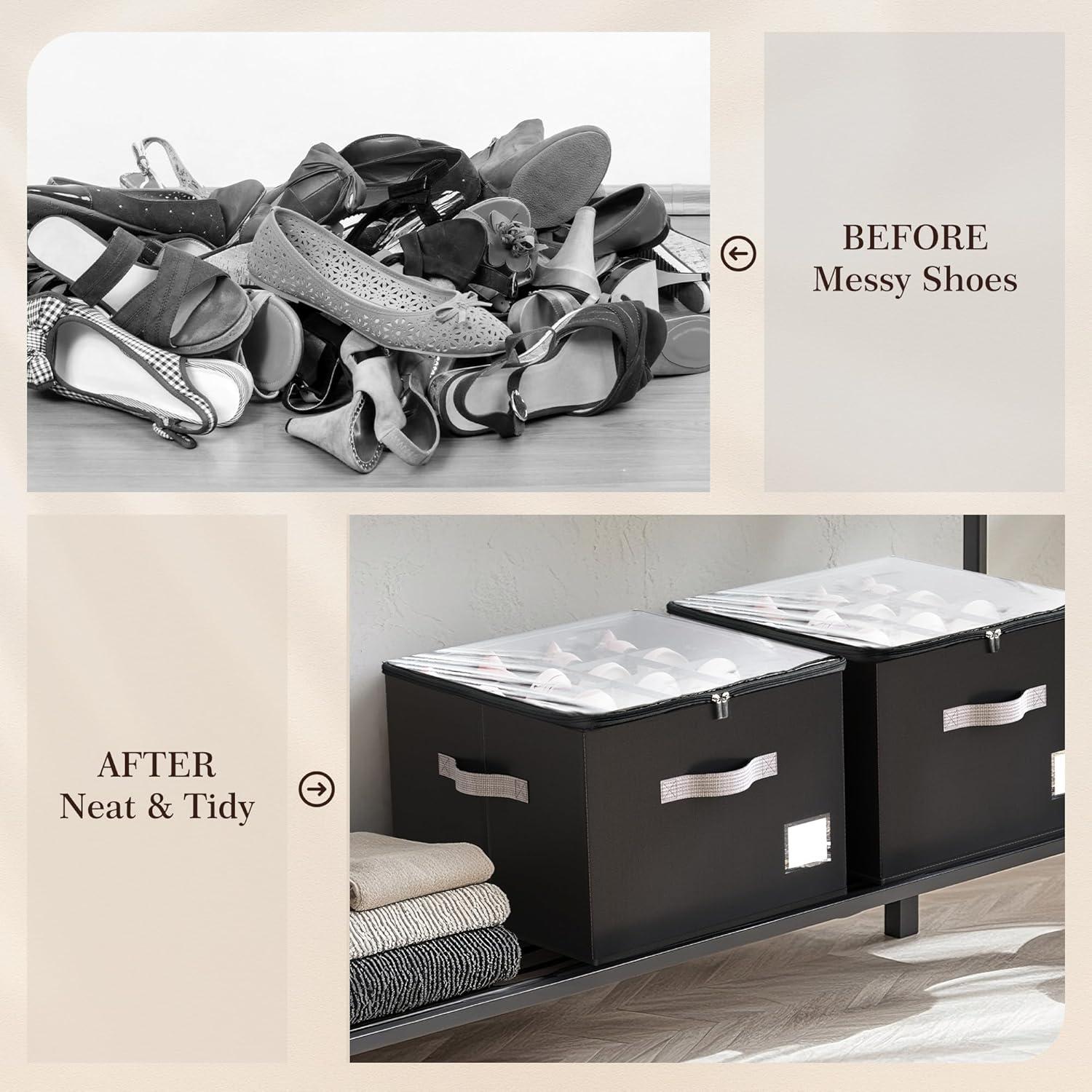 Organizador de Zapatos Criusia Negro 2 Paquetes Plegable 12-16 Pares