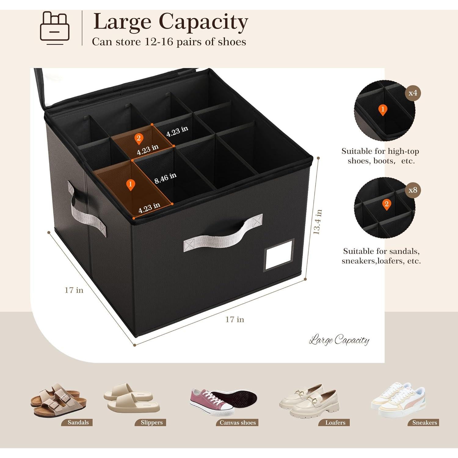 Organizador de Zapatos Criusia Negro 2 Paquetes Plegable 12-16 Pares