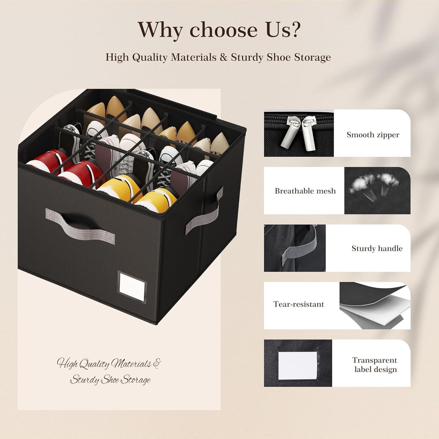 Organizador de Zapatos Criusia Negro 2 Paquetes Plegable 12-16 Pares