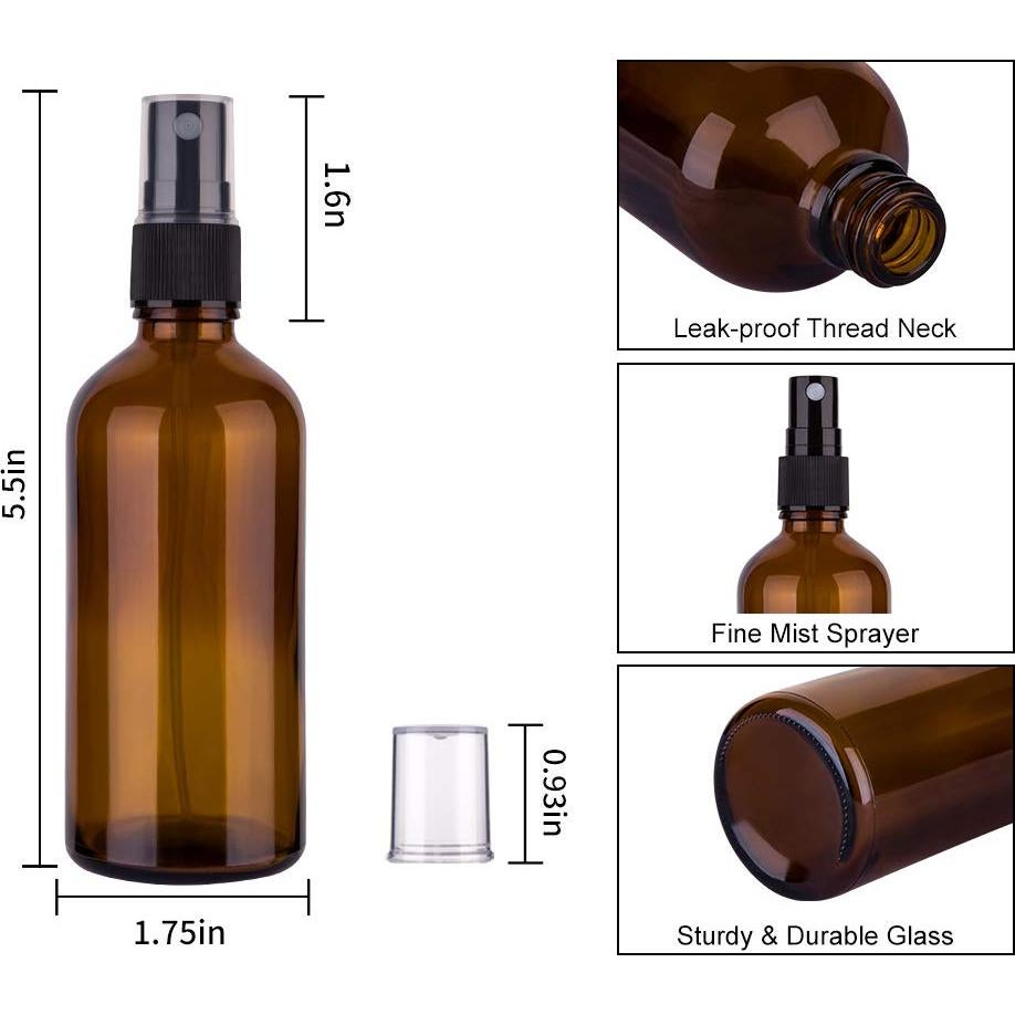 Set de 4 Botellas de Spray de Vidrio Ámbar 120 ml - Hmaimas