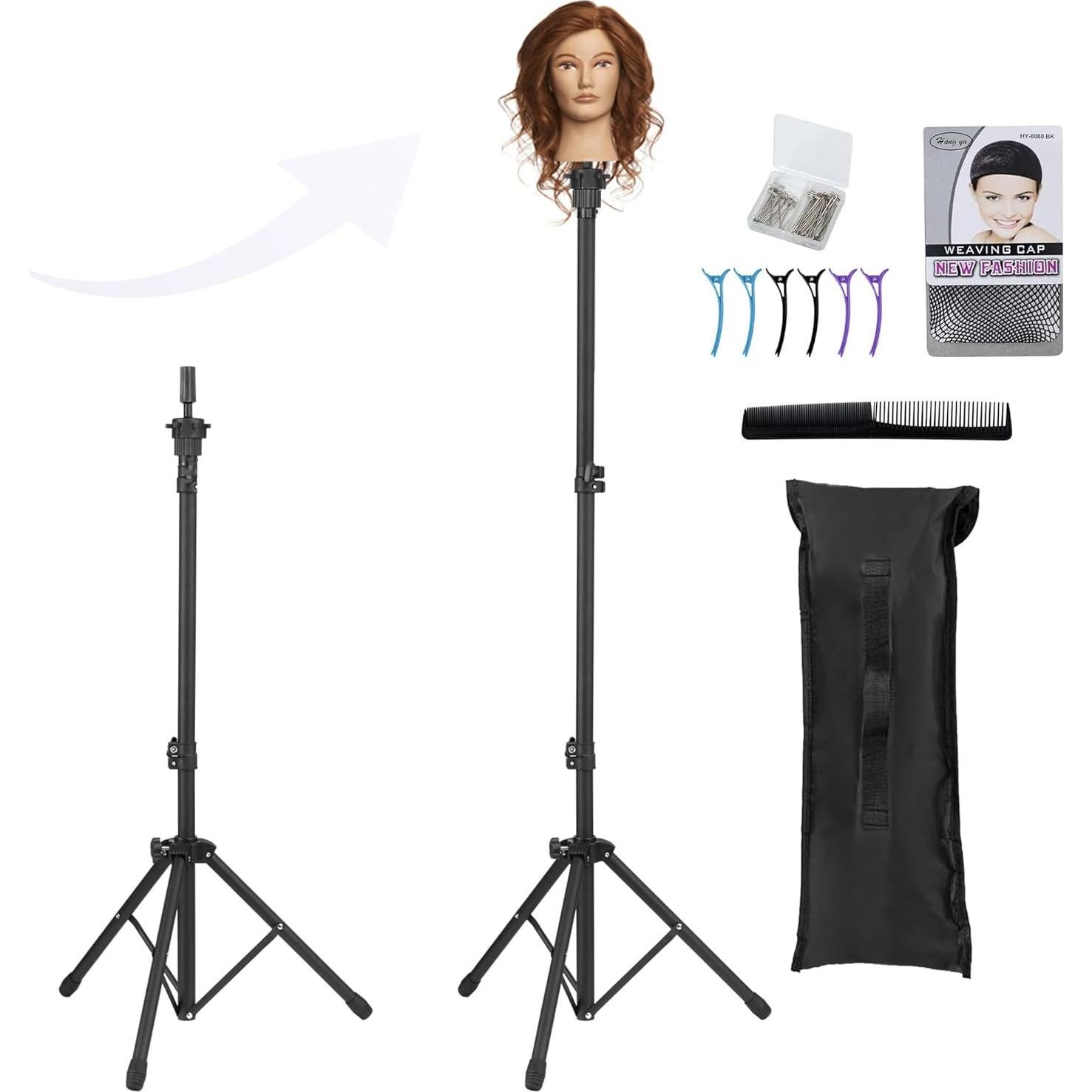 Soporte Ajustable para Cabeza de Maniquí Auroras con Trípode