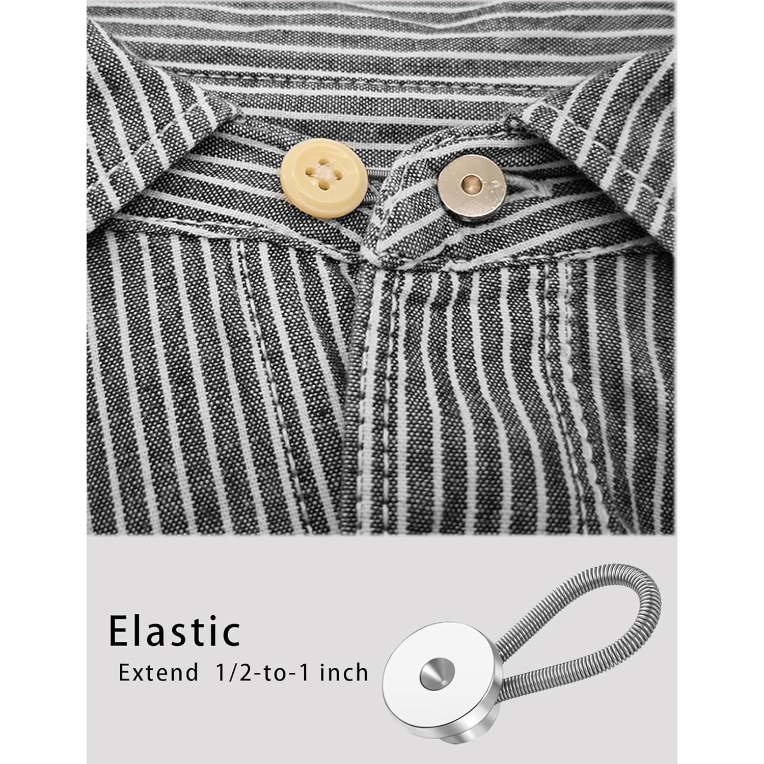 8 Extensores de Cuello Wrlcorly para Camisas de Hombre Plateados